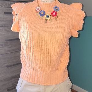 ADORABLE COTTON BLEND, RUFFLED, SHORT SLEEVE SWEATER👑